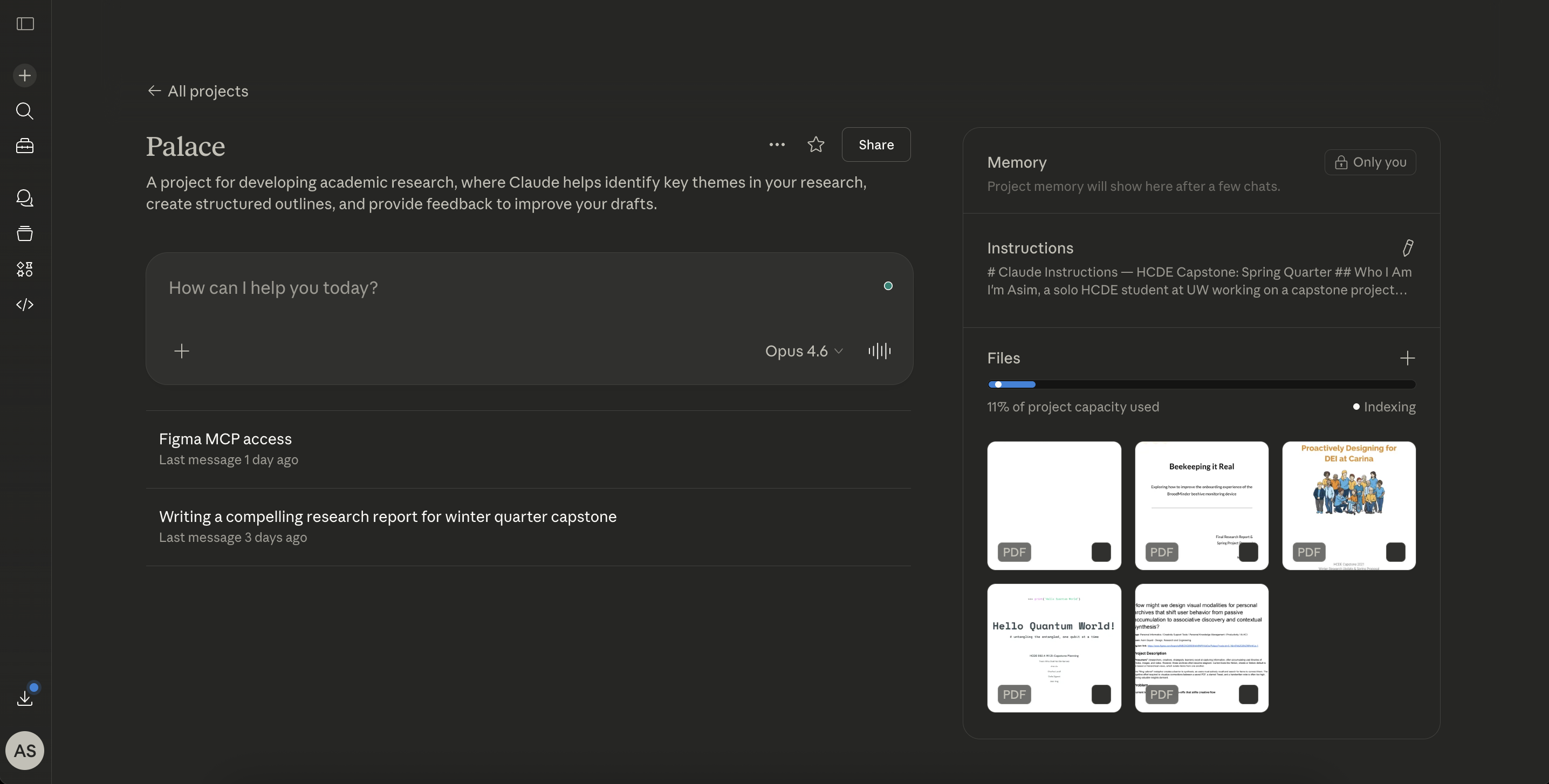 Claude Projects interface