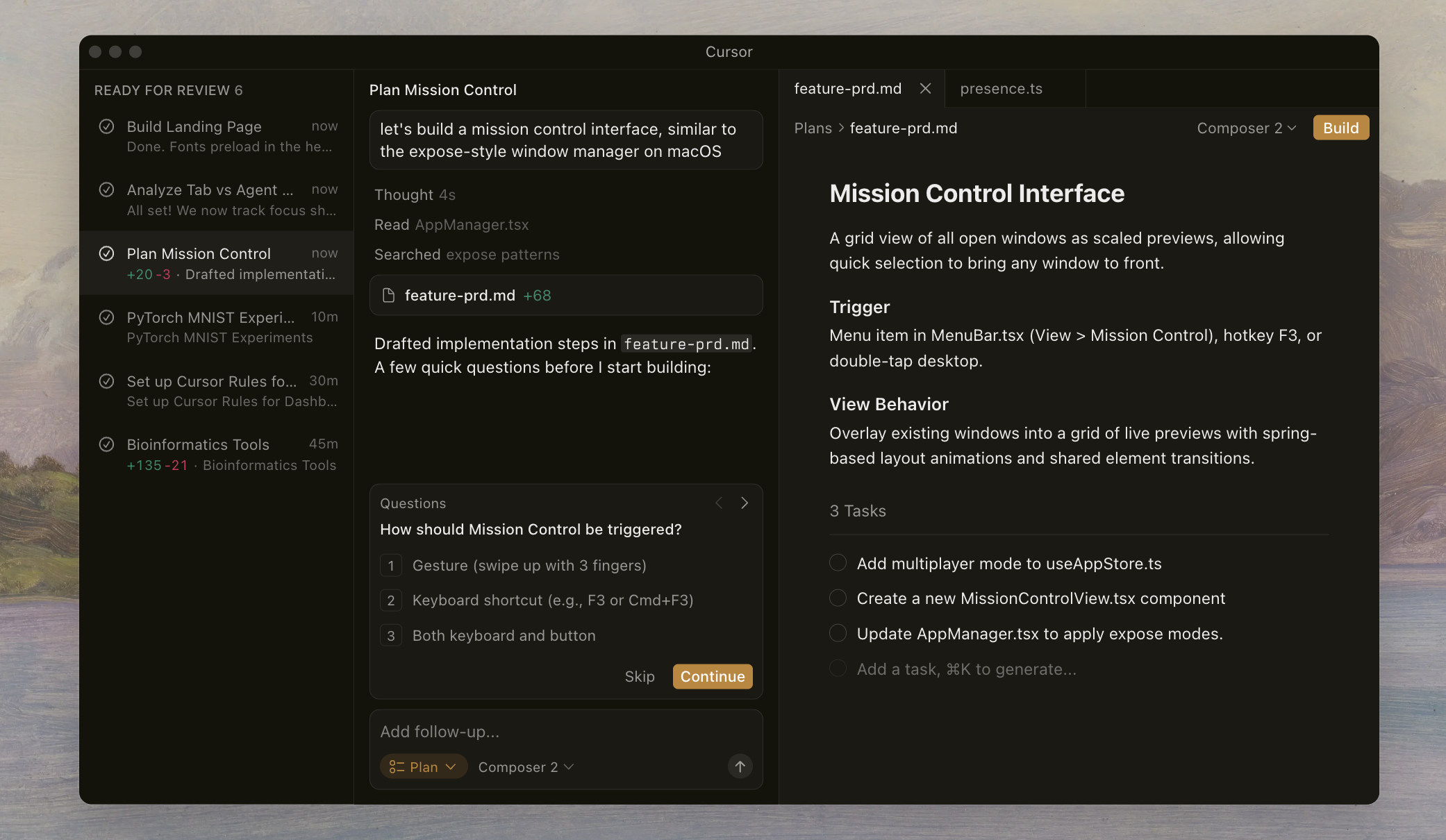 Cursor interface