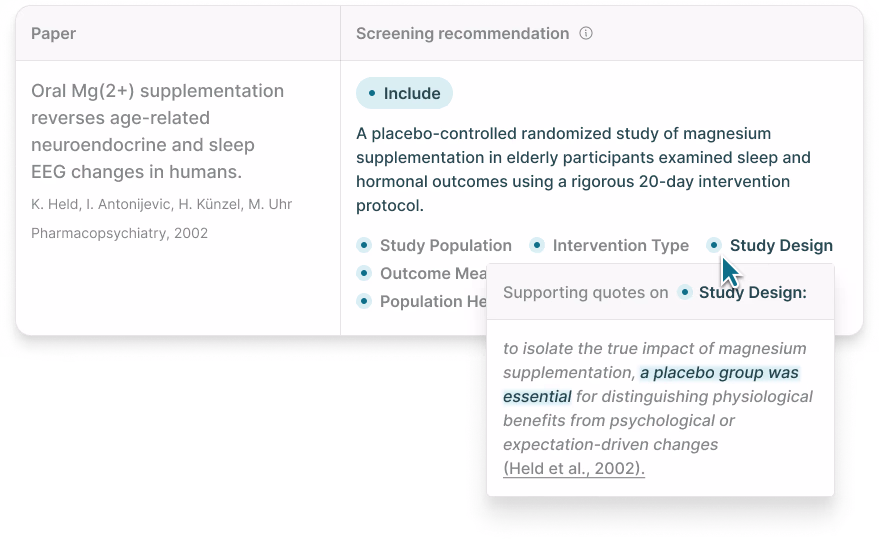 Elicit paper screening