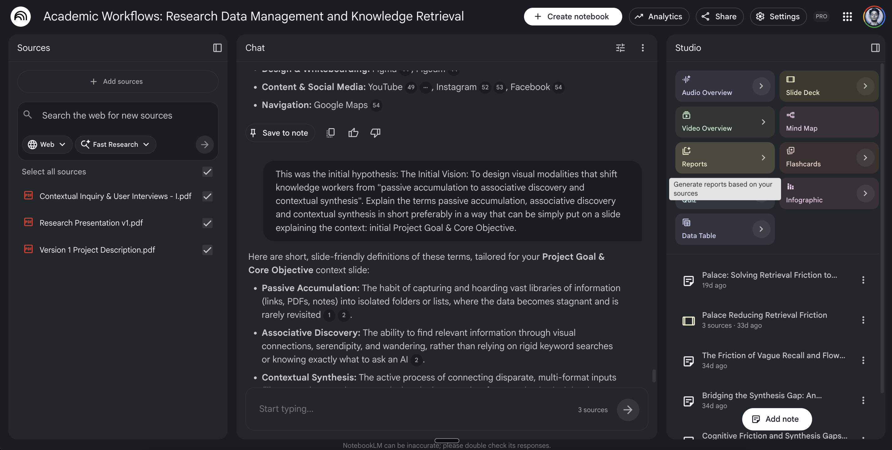 NotebookLM interface